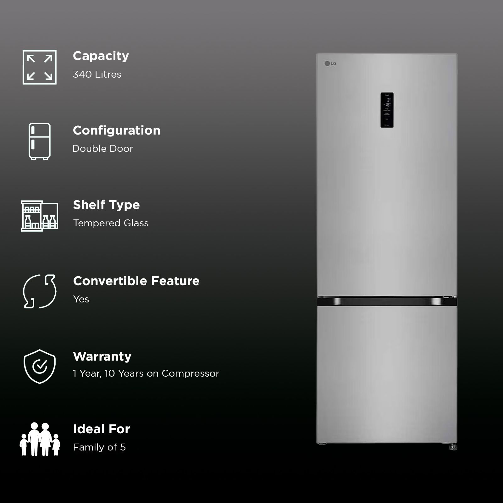 Buy LG 340 Litres 3 Star Frost Free Double Door Smart Wifi Enabled